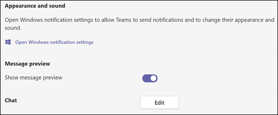 Appearance and sound notification settings in Microsoft Teams