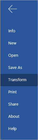Transform button to convert Word Online documents into a Sway