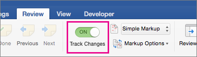 Turn on Track Changes is highlighted