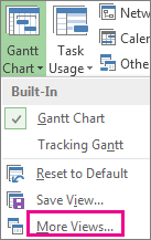 Gantt Chart menu