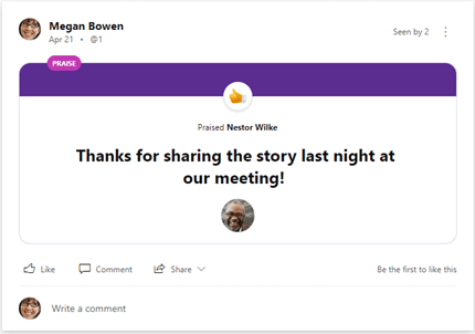 Work with praise messages in Yammer