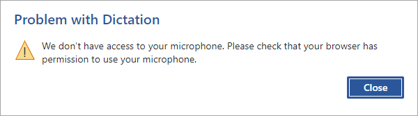 Problem with Dictation error message