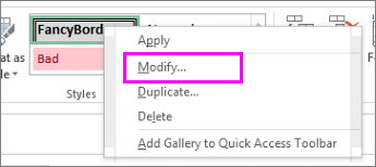 modifying a cell style