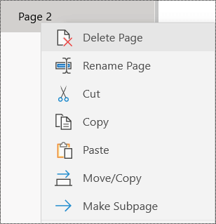 Remove page in OneNote for Windows 10 app