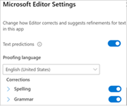 Editor settings menu