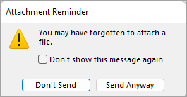 Image of 'Attachment Reminder' dialogue box.