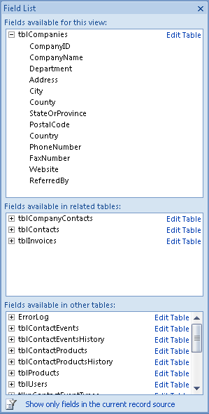 field list