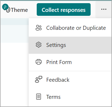 Screenshot of More form settings ellipses menu.