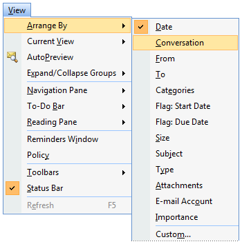 Arrange command on the View menu