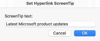 Screen tip for hyperlink in Outlook
