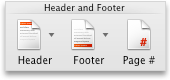 Document Elements tab, Header and Footer group