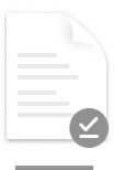 Shows a document image with a check mark on it. Below it is a grey horizontal bar.