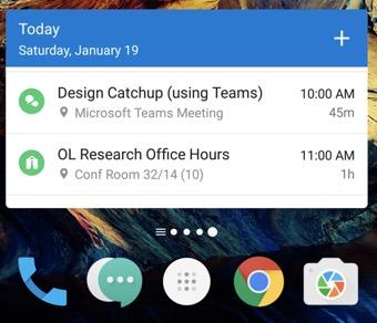 How do I resize the Outlook for Android Calendar widget on my home