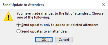 Outlook send meeting update to new attendees only on yahoo