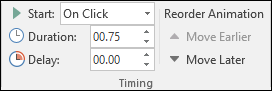 Timing options for animations in PowerPoint