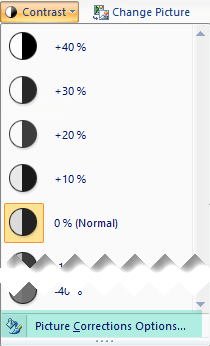 To-fine tune the amount of contrast, select Picture Corrections Options