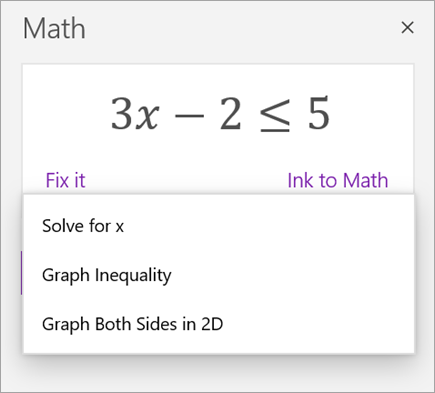 An equation with a dropdown of ways to solve it.