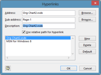 Edit hyperlinks dialog box