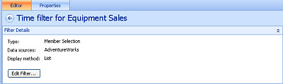 Screenshot of the Equipment Sales time filter