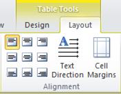 Table Tools Layout tab