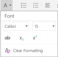 Font formatting menu