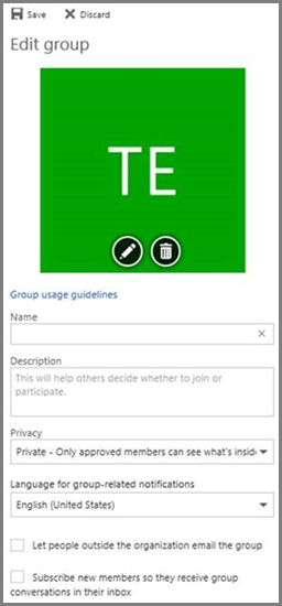 Click Group usage guidelines to see your organizations Office 365 groups guidelines