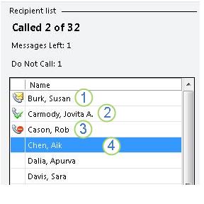 call list with two calls made