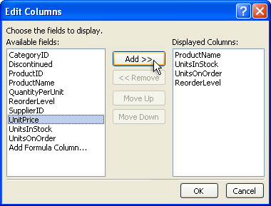 Edit Columns dialog box