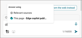 Selecting the relevant source in Copilot in Microsoft Edge.