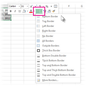 Right-click to add a border to cells