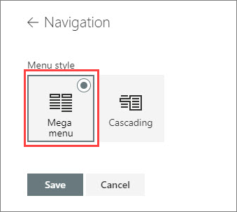 Image of mega menu option