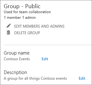 Edit existing group in admin center