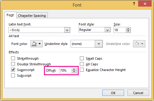 Shows Font dialog box in PowerPoint