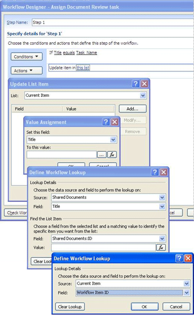 Dialog box settings for using document Title as task Title