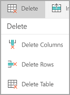 Delete rows and columns