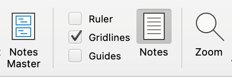 Screenshot of gridlines checked in PowerPoint