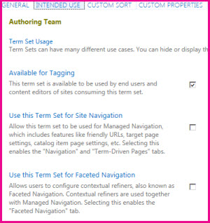 Term Store properties let you configure settings such as tagging