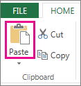 Paste command in the Clipboard group