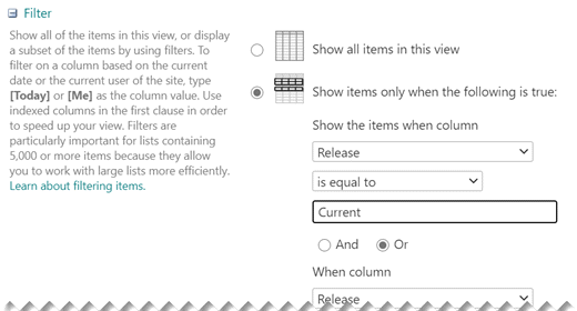 Under Edit Settings, define the Filters you want for your view.