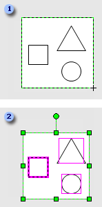 Selecting shapes by dragging a selection net around them