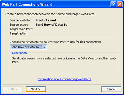 Page in the Web Part Connections Wizard