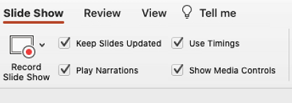 The slide show tab of the ribbon showing "Keep Slides Updated" selected.