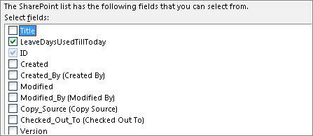 Select fields list