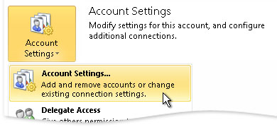 Account Settings in the Backstage view