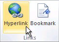 Hyperlink command on the ribbon