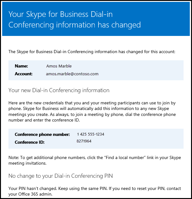 Dial-in conferencing info has changed.