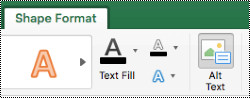 Alt Text button for shapes on the ribbon in Excel for Mac