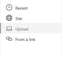 Screenshot of File location selection in Sharepoint.