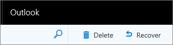 A screenshot shows the Delete and Recover options on the Outlook on the web toolbar.