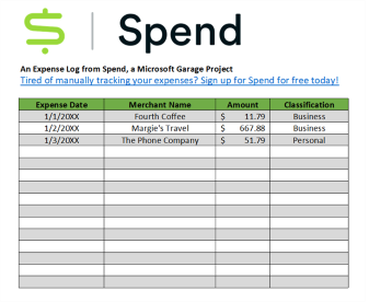 A spreadsheet to track expenses